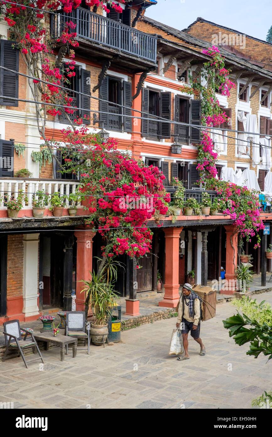Le Népal, Gandaki zone, Bandipur, un village traditionnel Newar du 18ème siècle, l'hôtel Old Inn Banque D'Images