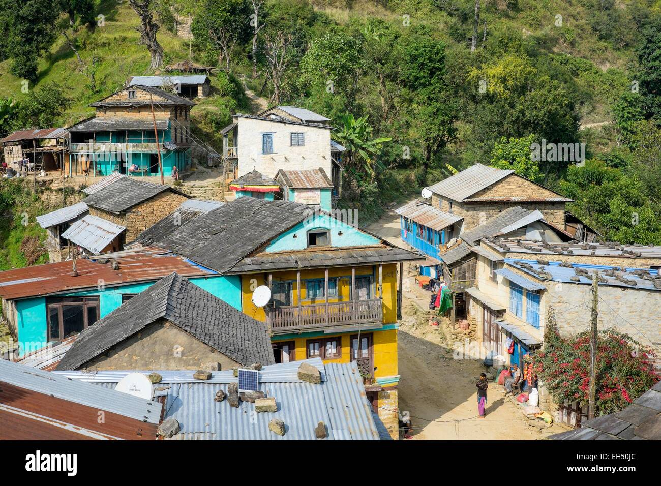 Le Népal, Gandaki zone, Manaslu Circuit, Khanchowk village Banque D'Images
