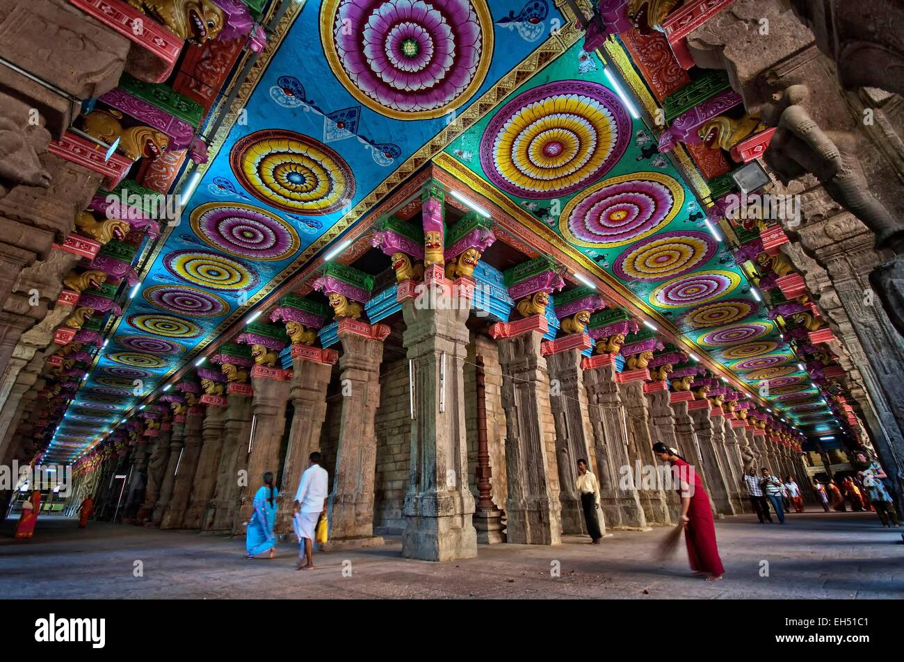 L'Inde, le Tamil Nadu, Madurai, Sri Meenakshi Temple, le plus grand temple hindou de l'Inde du Sud Banque D'Images