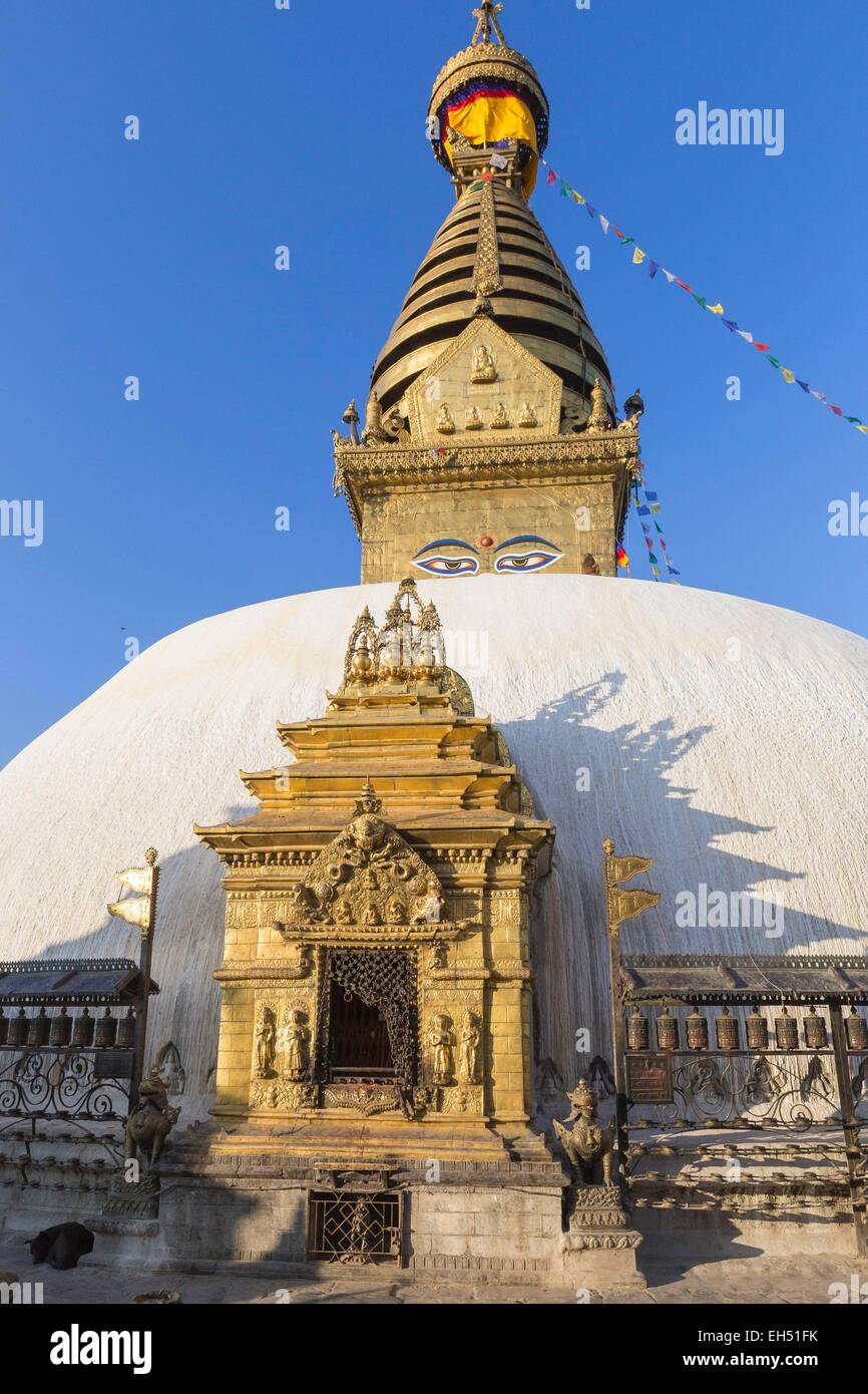 Le Népal, Katmandou, Swayambhunath, inscrite au Patrimoine Mondial de l'UNESCO, temple bouddhiste Banque D'Images