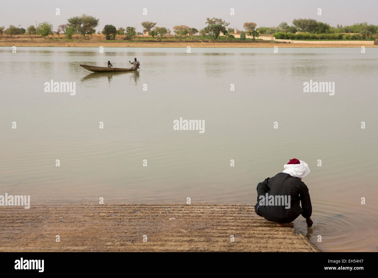 Près de Niamey, Niger, 15 mai 2012 : River ferry point. Banque D'Images