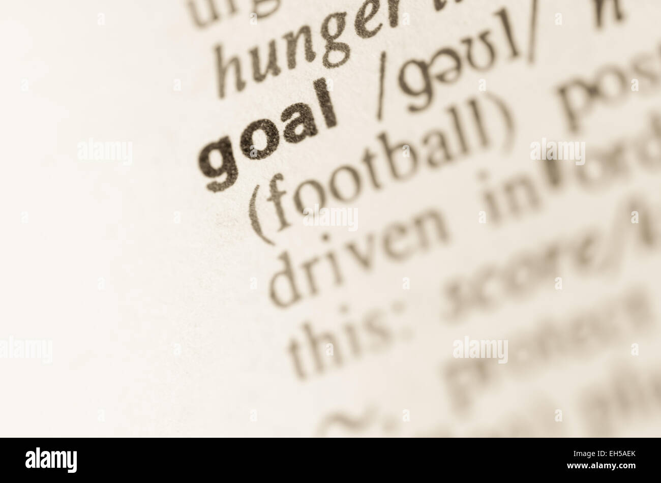 Définition du mot objectif dans le dictionnaire Banque D'Images