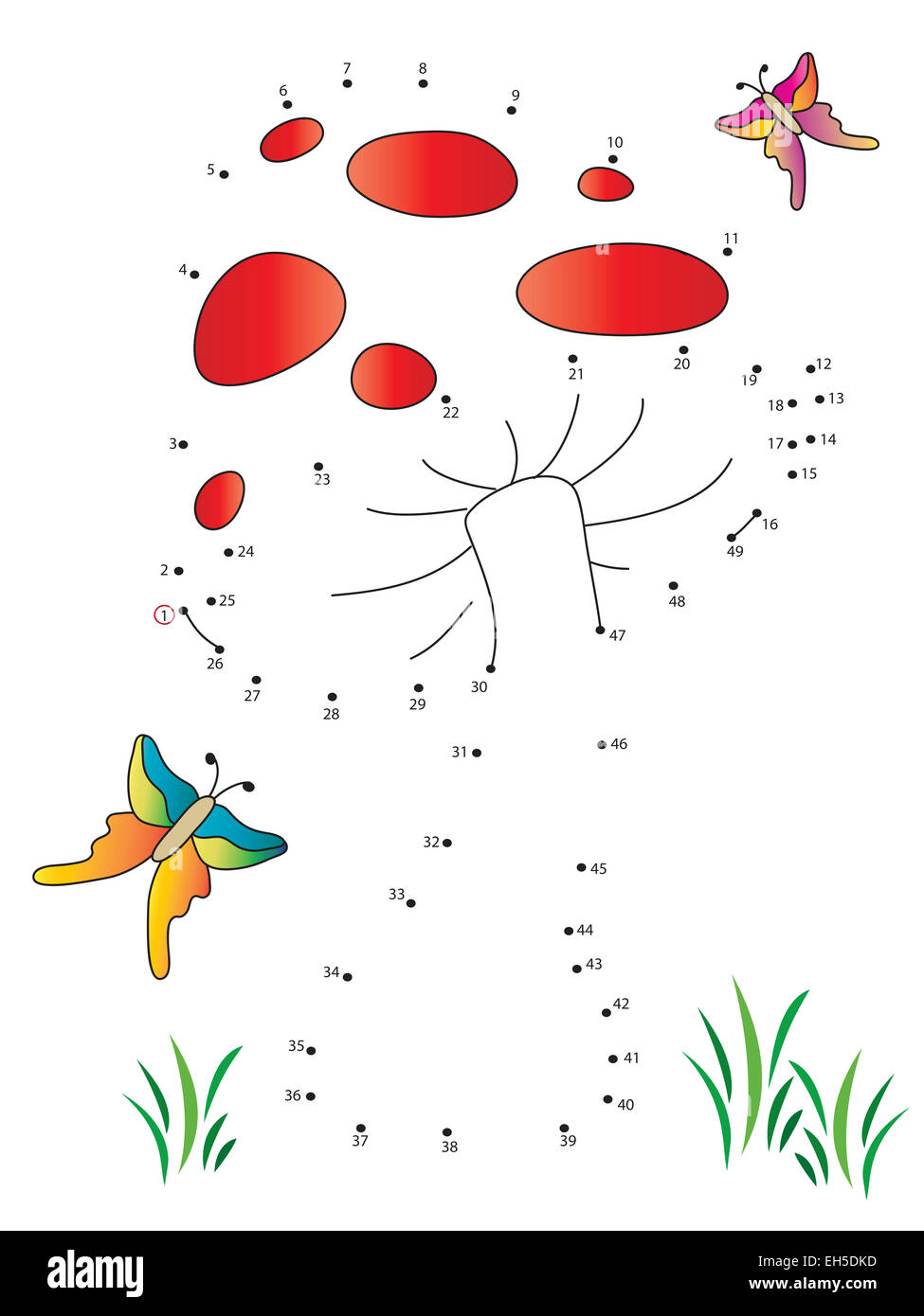 Jeu pour les enfants : relie les points suivant les numéros. Banque D'Images