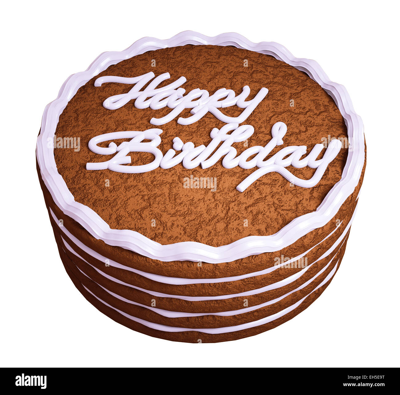 Joyeux anniversaire : Gâteau au chocolat sandwich isolated over white Banque D'Images