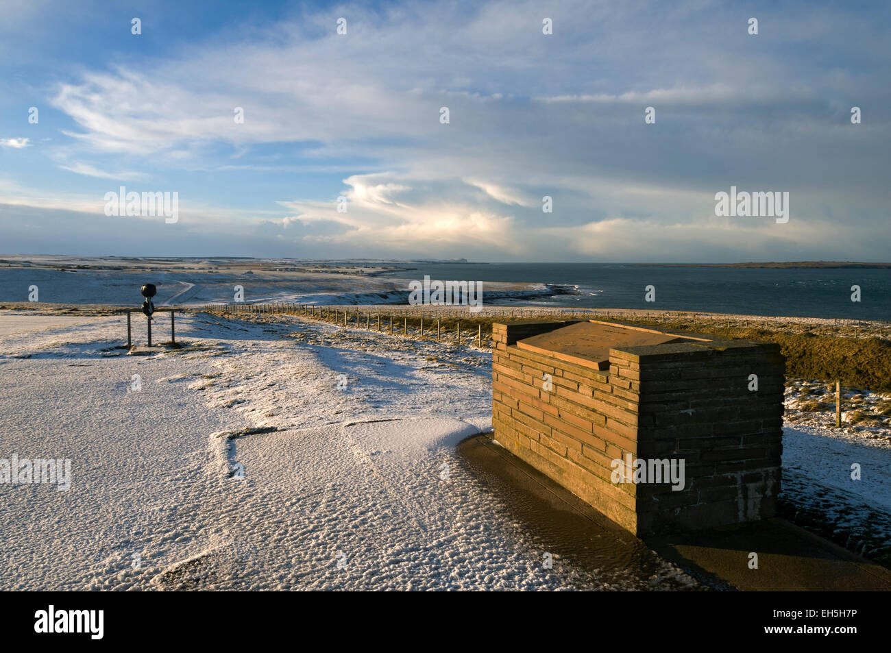 D'INTERPRÉTATION, Duncansby Head, près de John O'Groats, Caithness, Ecosse, Royaume-Uni. À l'égard de la distance tête Dunnett. Banque D'Images