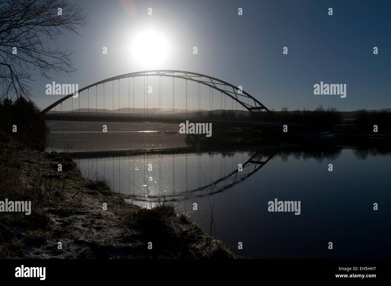 Le pont sur le Kyle of Sutherland, Dornoch Firth, Bonar Bridge, Sutherland, Scotland, UK Banque D'Images