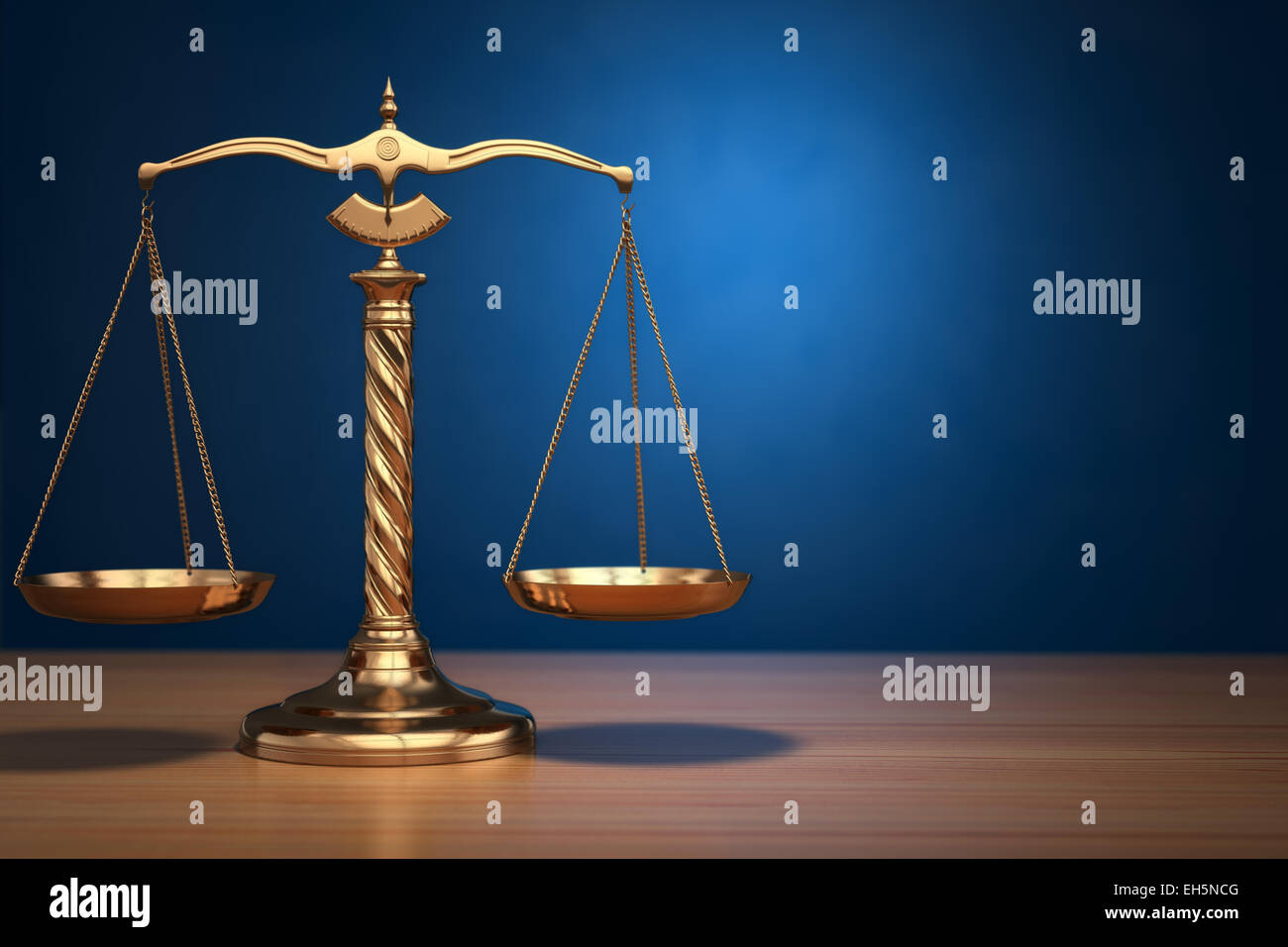 Concept de la justice. Les échelles de la Loi sur fond bleu. 3d Banque D'Images