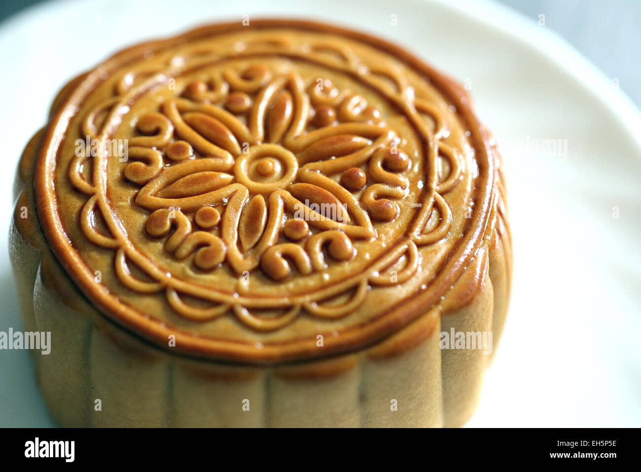 Durian fruit de Mooncake en blanc pour le culte fête de la lune. Banque D'Images