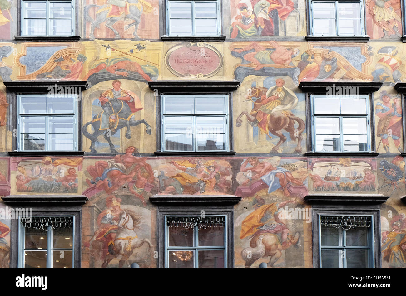 Peinture de façade baroque à la Herrengasse brouteur à Graz en Autriche le 10 janvier 2015. Banque D'Images