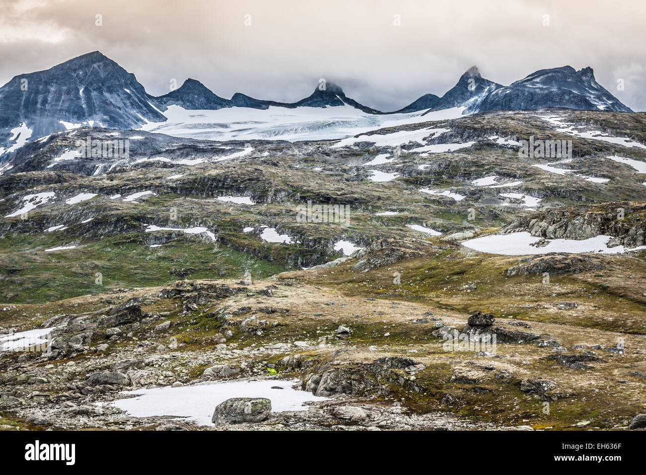 Veobrean glacier vu de Sakred Plague mountain (Parc national de Jotunheimen, Norvège) Banque D'Images