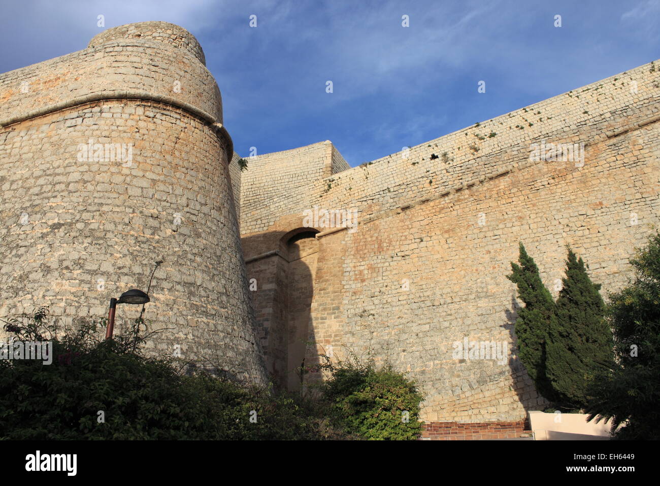 Murs médiévaux de la ville d'Ibiza, Espagne Banque D'Images
