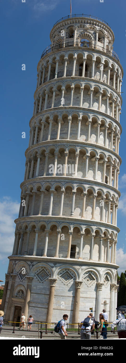 Italie Pise Tour penchée de Pise touristes panorama Banque D'Images