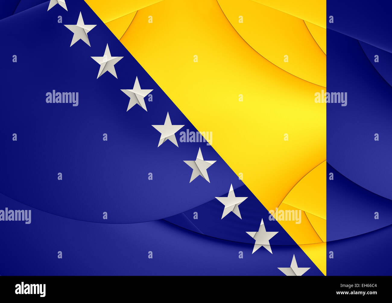 Drapeau de la Bosnie-Herzégovine. Close Up. Banque D'Images