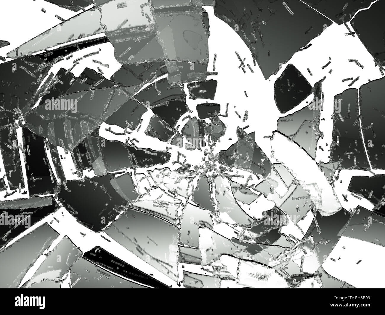 Détruits et verre fissuré sur blanc. Grande résolution Banque D'Images