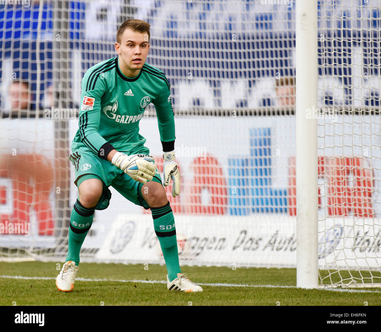 Gelsenkirchen, Allemagne. 8 mars, 2015. Bundesliga allemande 2014/2015 journée 24 Saison, Schalke 04 (S04) vs 1899 Hoffenheim ------ Timon Wellenreuther (S04) : crédit kolvenbach/Alamy Live News Banque D'Images