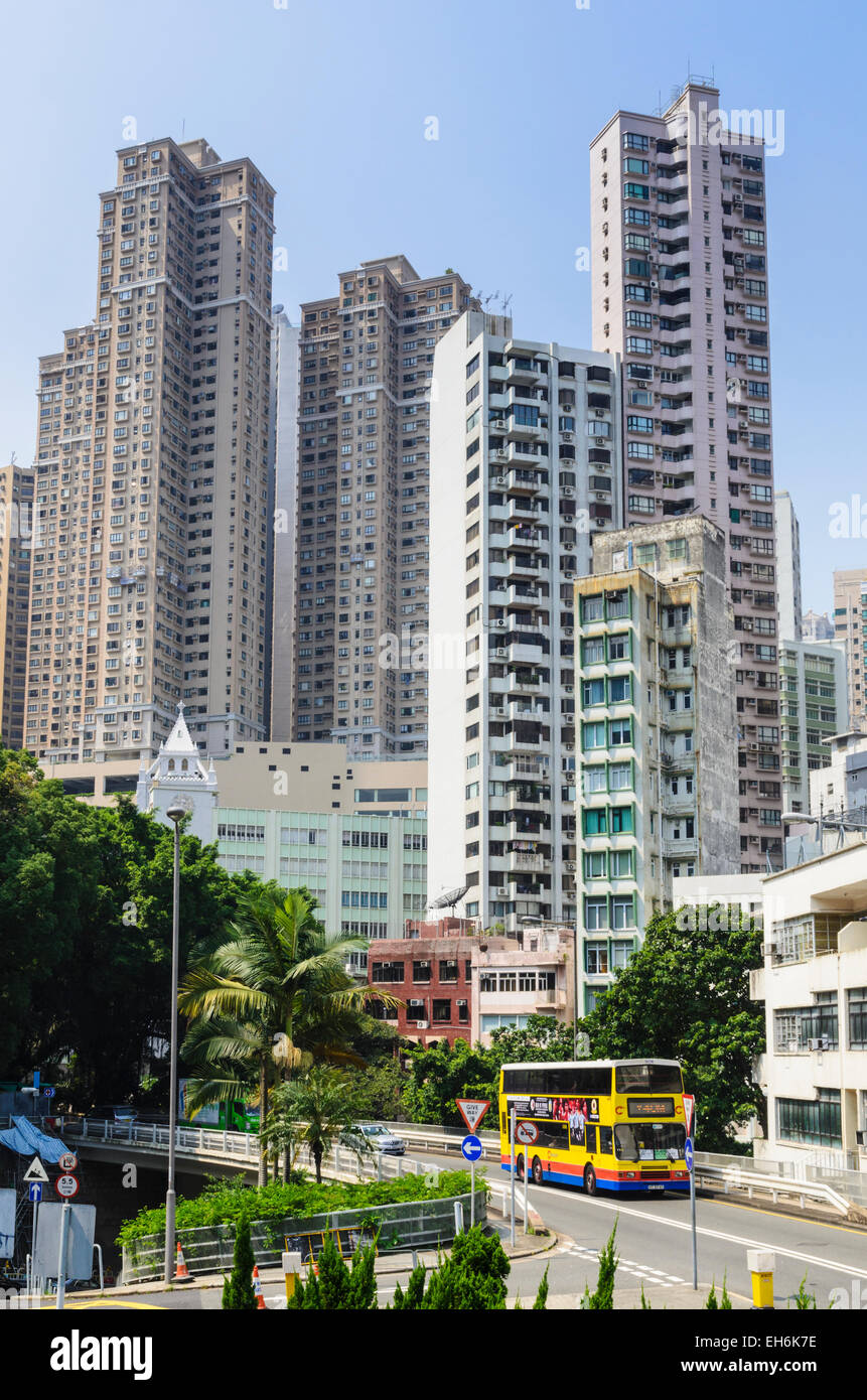 Environnement urbain Mid-Levels, l'île de Hong Kong, Hong Kong Banque D'Images
