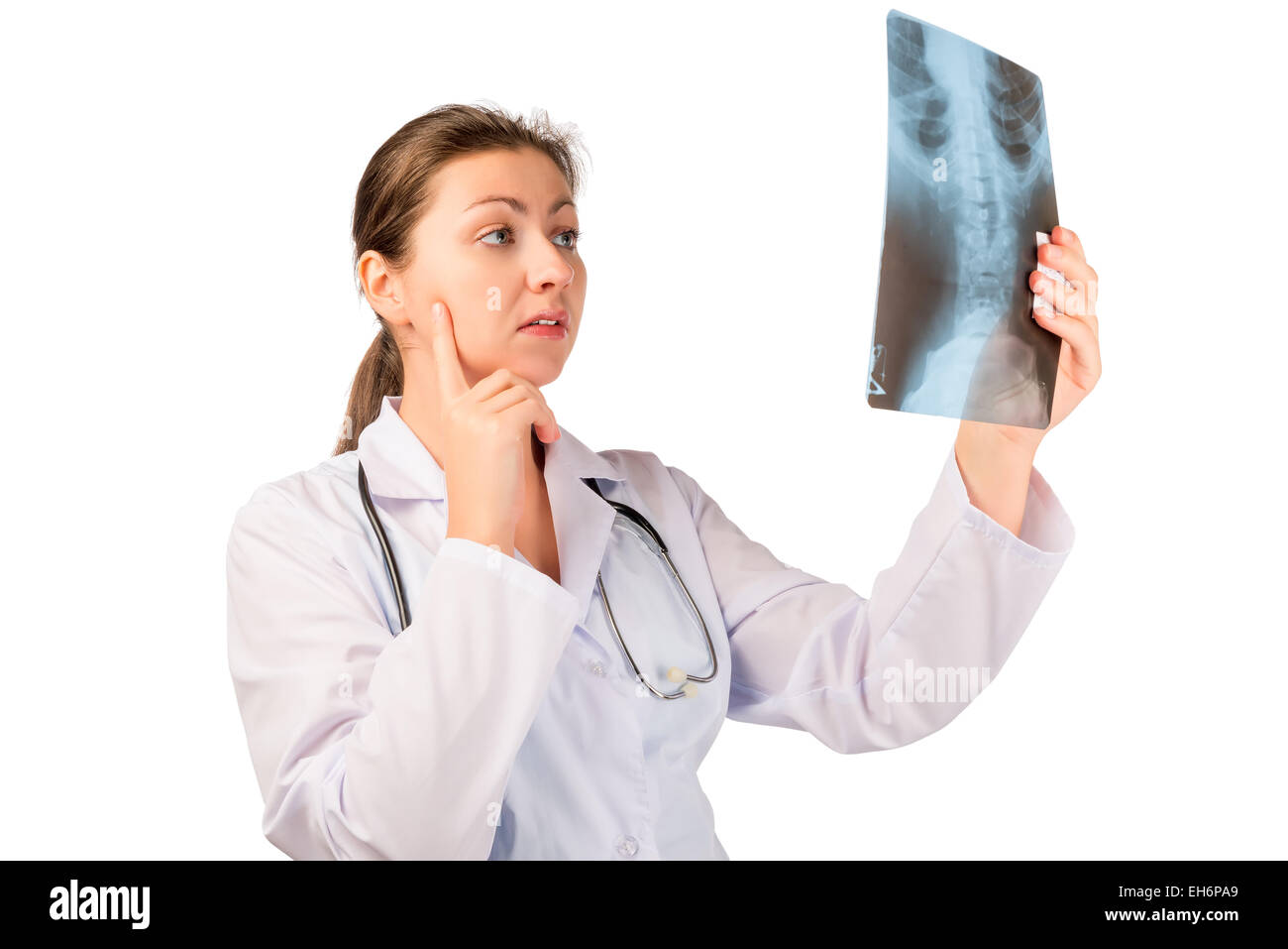 Médecin radiologue examine le concentré photo du patient Banque D'Images