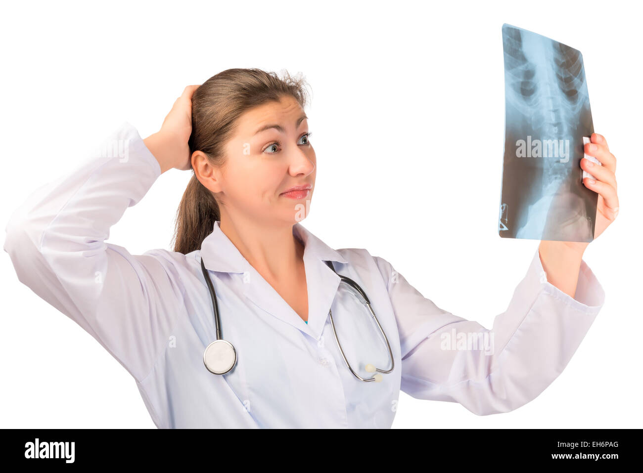 Le diagnostic a frappé un médecin examine un x-ray Banque D'Images