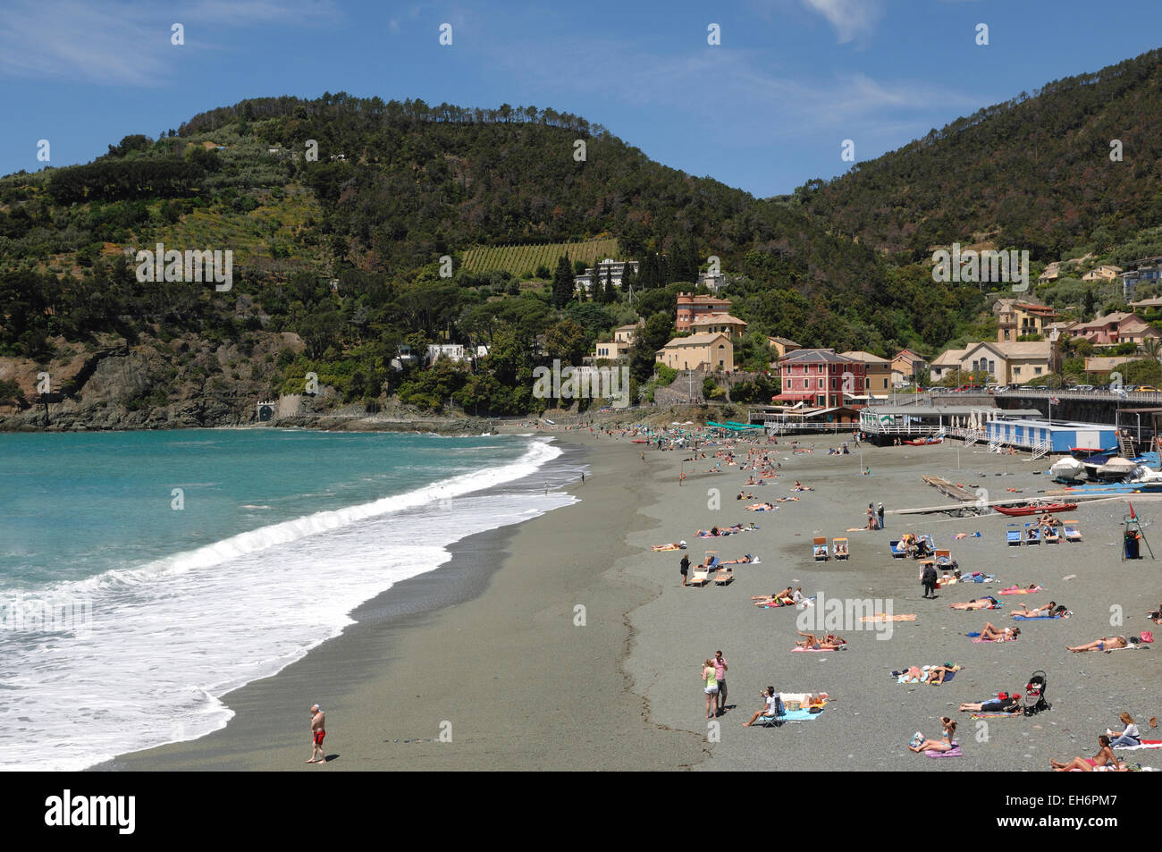 La plage de sable de Levanto, Italie Banque D'Images