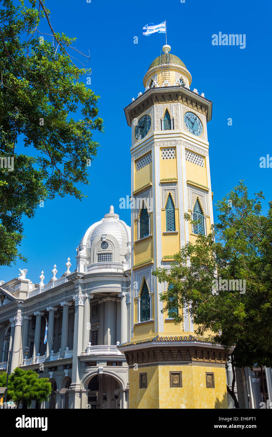 Vue de la tour de l'horloge Mauresque ou sur le Malecon boardwalk à Guayaquil, Equateur Banque D'Images