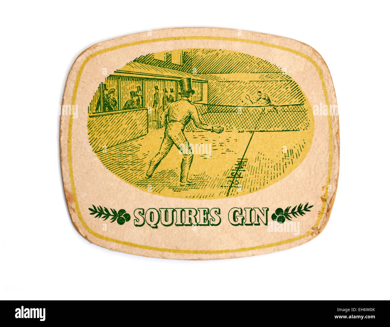 Publicité vintage britannique Beermat Squires Gin Banque D'Images