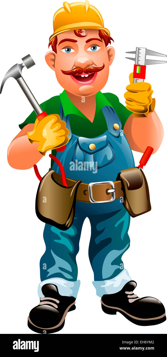 Illustration de smiling plumber dessiné dans un style cartoon Banque D'Images