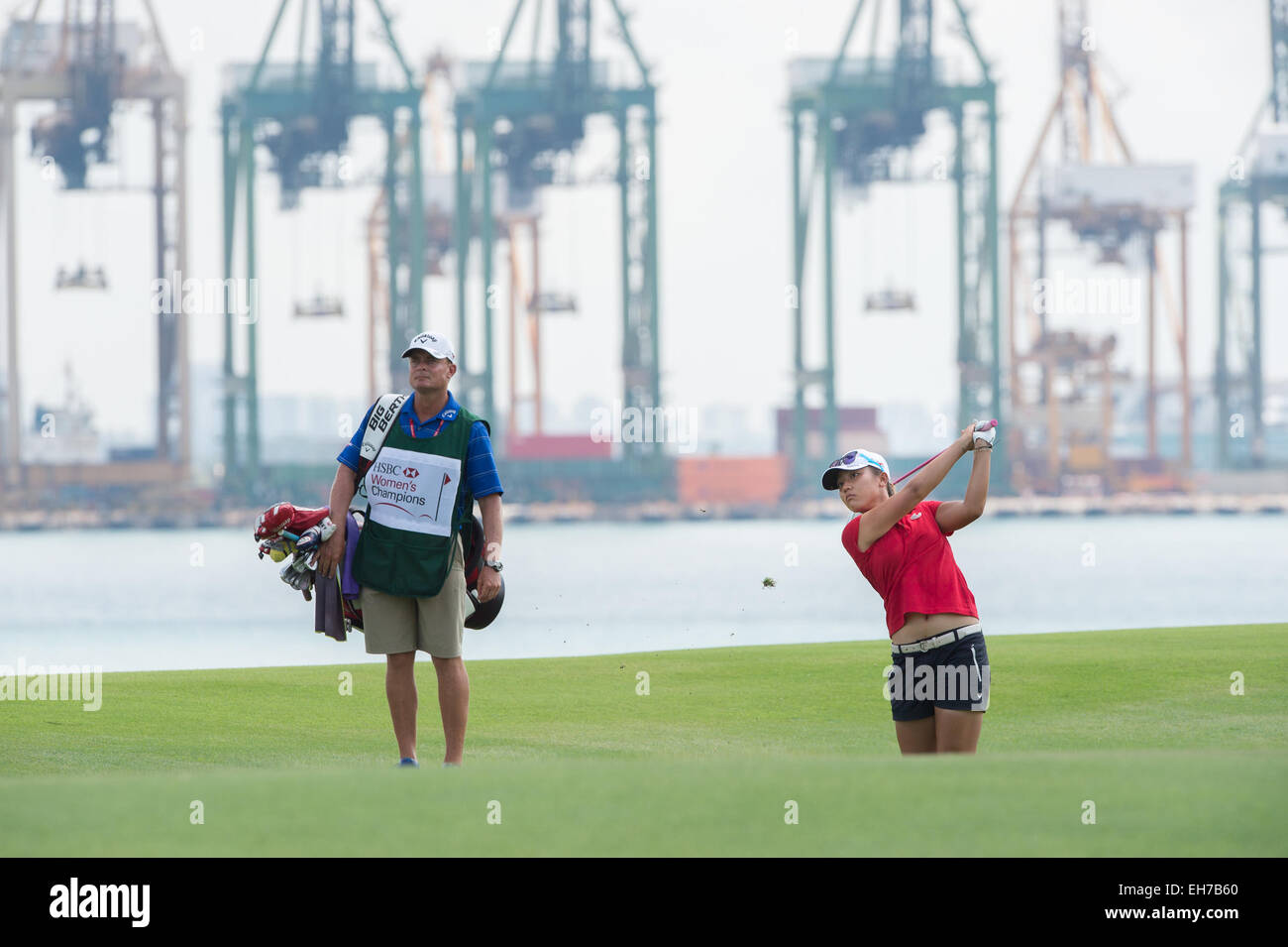 Singapour. 8 mars, 2015. Lydia Ko (NZL) à l'ensemble HSBC Women's Champions 2015 à Sentosa Golf Club à Singapour le 8 mars 2015. Monde Numéro 1 Ko a terminé le tournoi à 13 sous la normale, à la deuxième place et 2 coups derrière le vainqueur. Credit : Haruhiko Otsuka/AFLO/Alamy Live News Banque D'Images