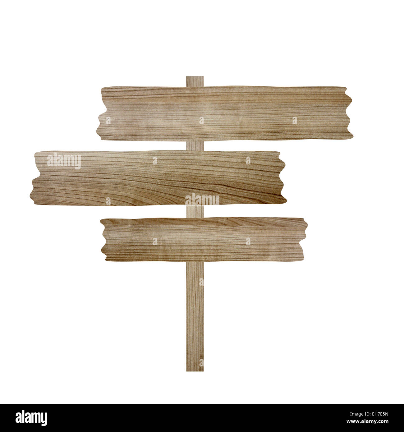 Pancarte en bois isolé sur fond blanc. Banque D'Images