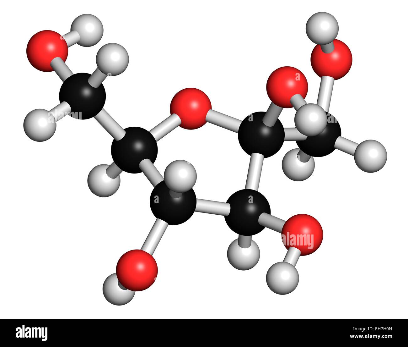 Le fructose (sucre de fruits molecule Banque D'Images
