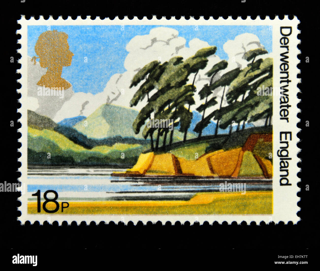 Timbre-poste. La Grande-Bretagne. La reine Elizabeth II. 1981. 50ème.Anniversaire de National Trust for Scotland. Paysages britannique.18p. Banque D'Images