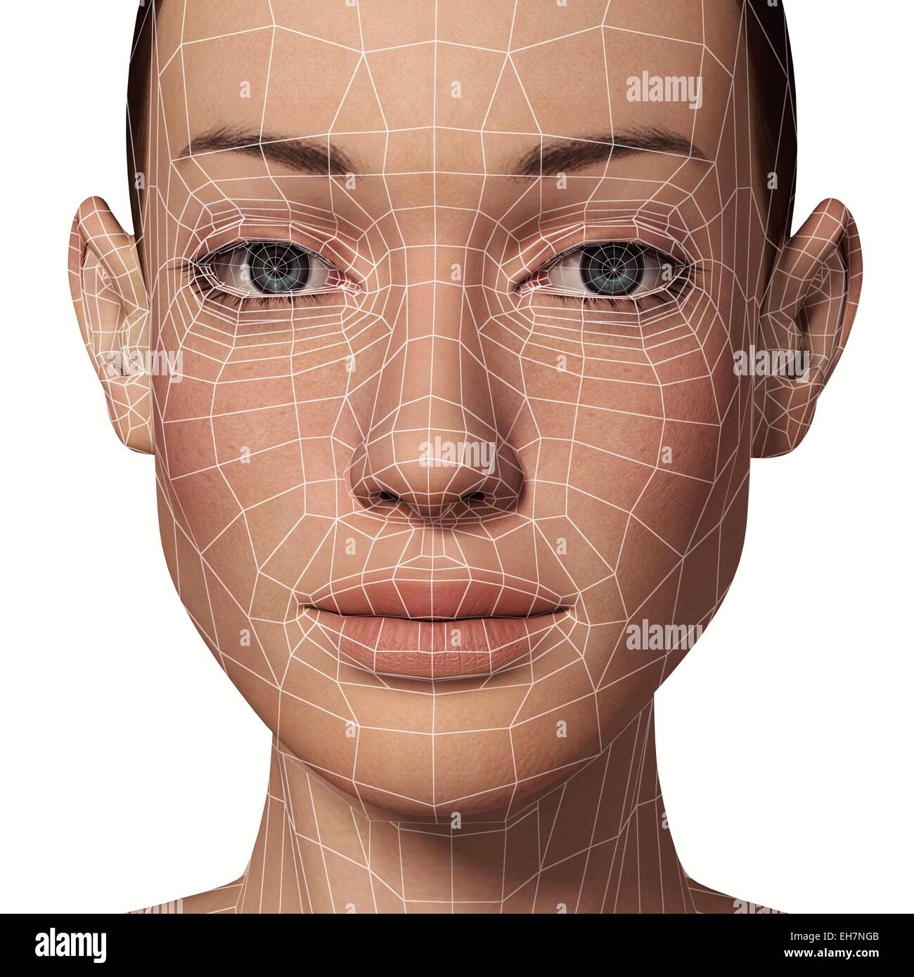 Avec la tête d'une femme site faciale biométrique Banque D'Images