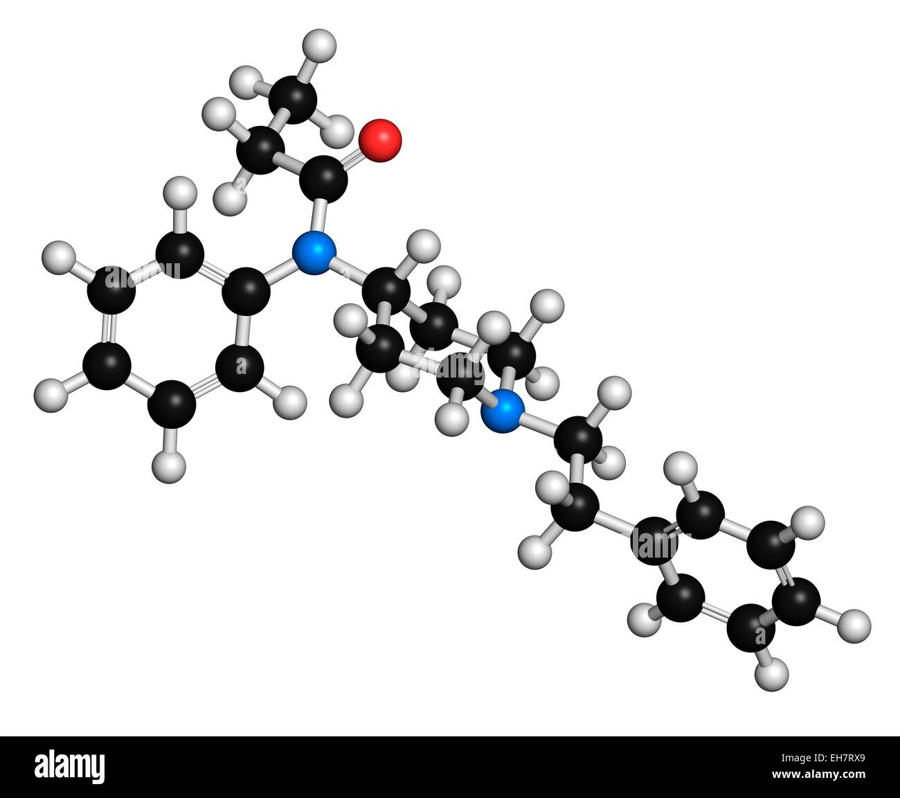 Molécule du médicament analgésique opiacé fentanyl Banque D'Images