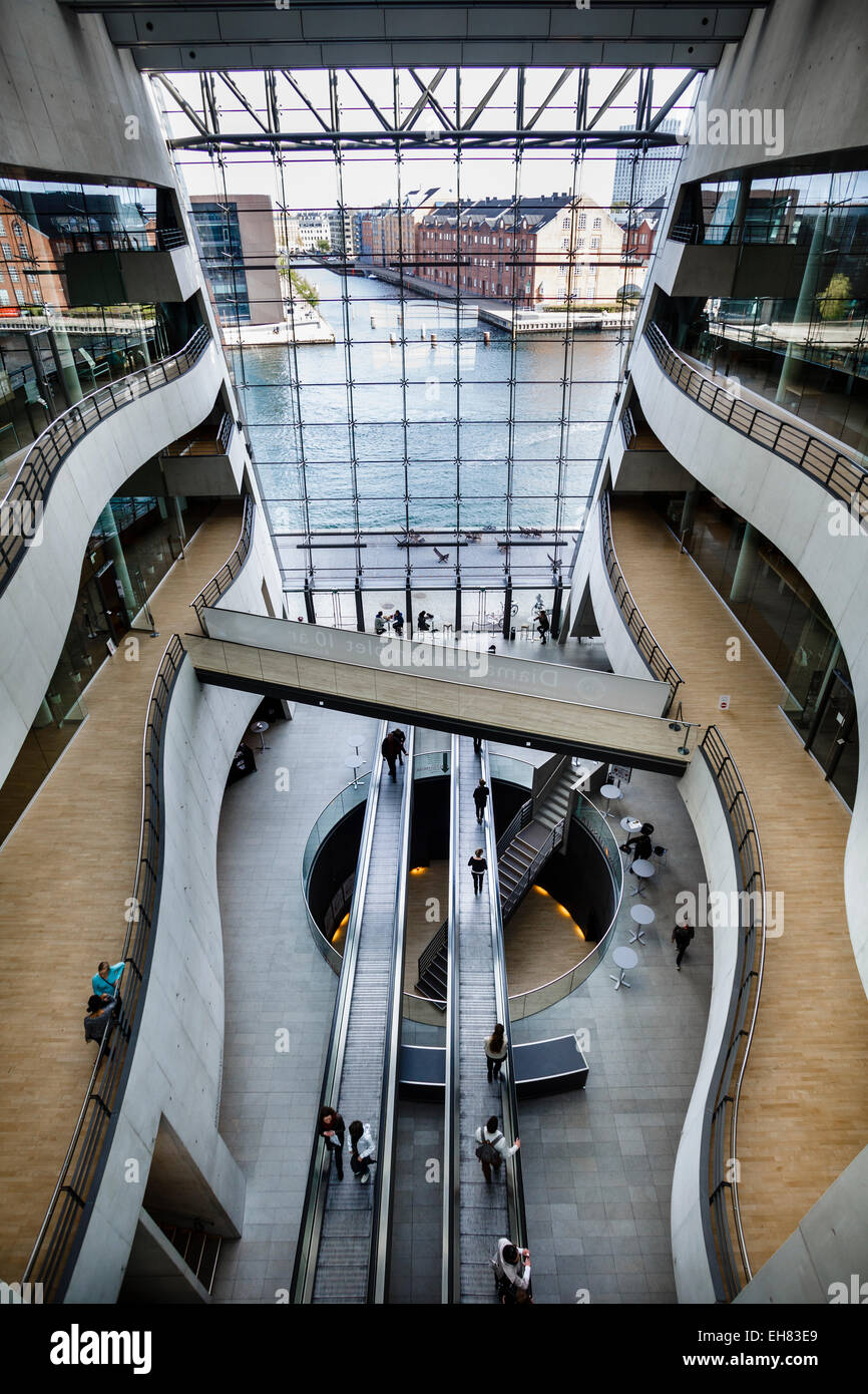 L'intérieur de l'édifice, Black Diamond house de la Bibliothèque royale, Copenhague, Danemark, Scandinavie, Europe Banque D'Images