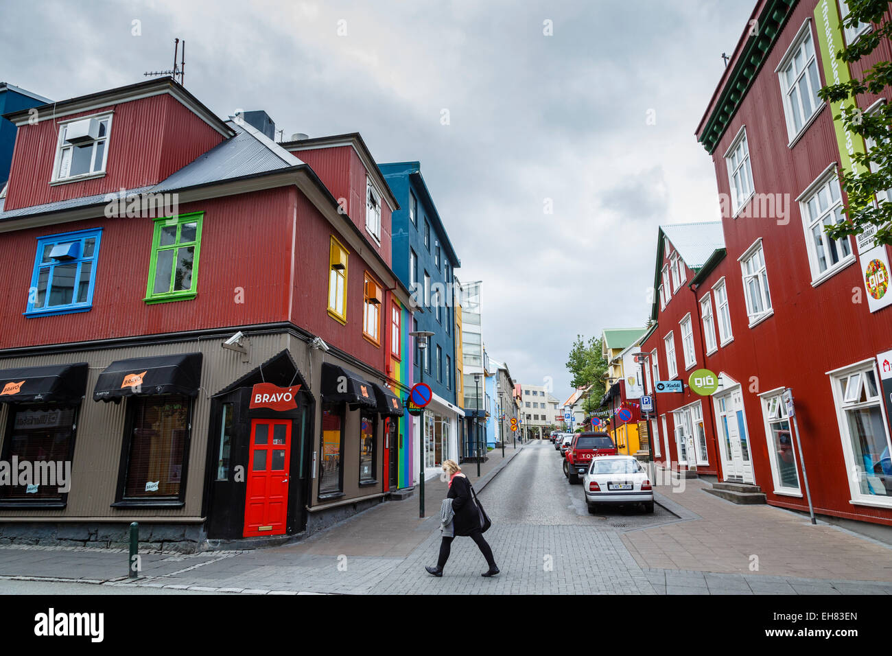 Scène de rue à Reykjavik, Islande, régions polaires Banque D'Images