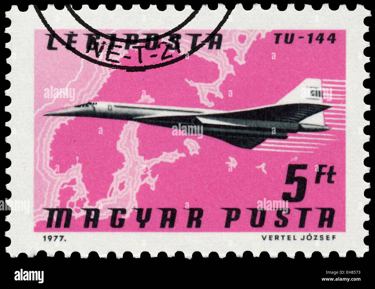 Hongrie - circa 1977 : timbres en Hongrie montre avion TU-144, vers 1977 Banque D'Images