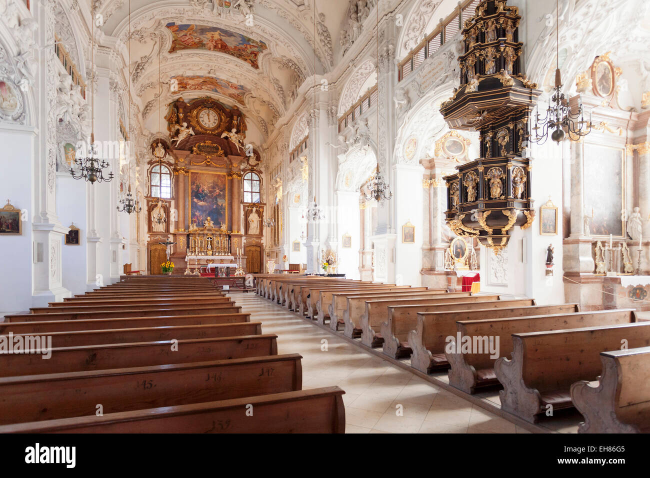Église de Abbaye Bénédictine, Benediktbeuren, Bad Toelz Wolfratshausen, Haute-Bavière, Bavaria, Germany, Europe Banque D'Images