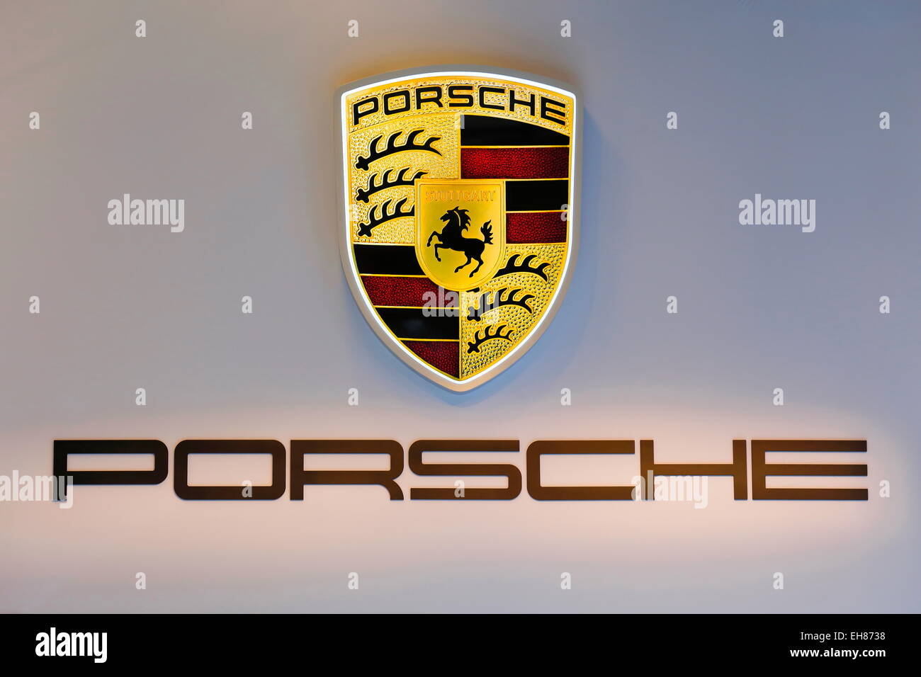 Logo de l'entreprise Porsche, Salon de l'automobile, Montréal, Québec, Canada Banque D'Images