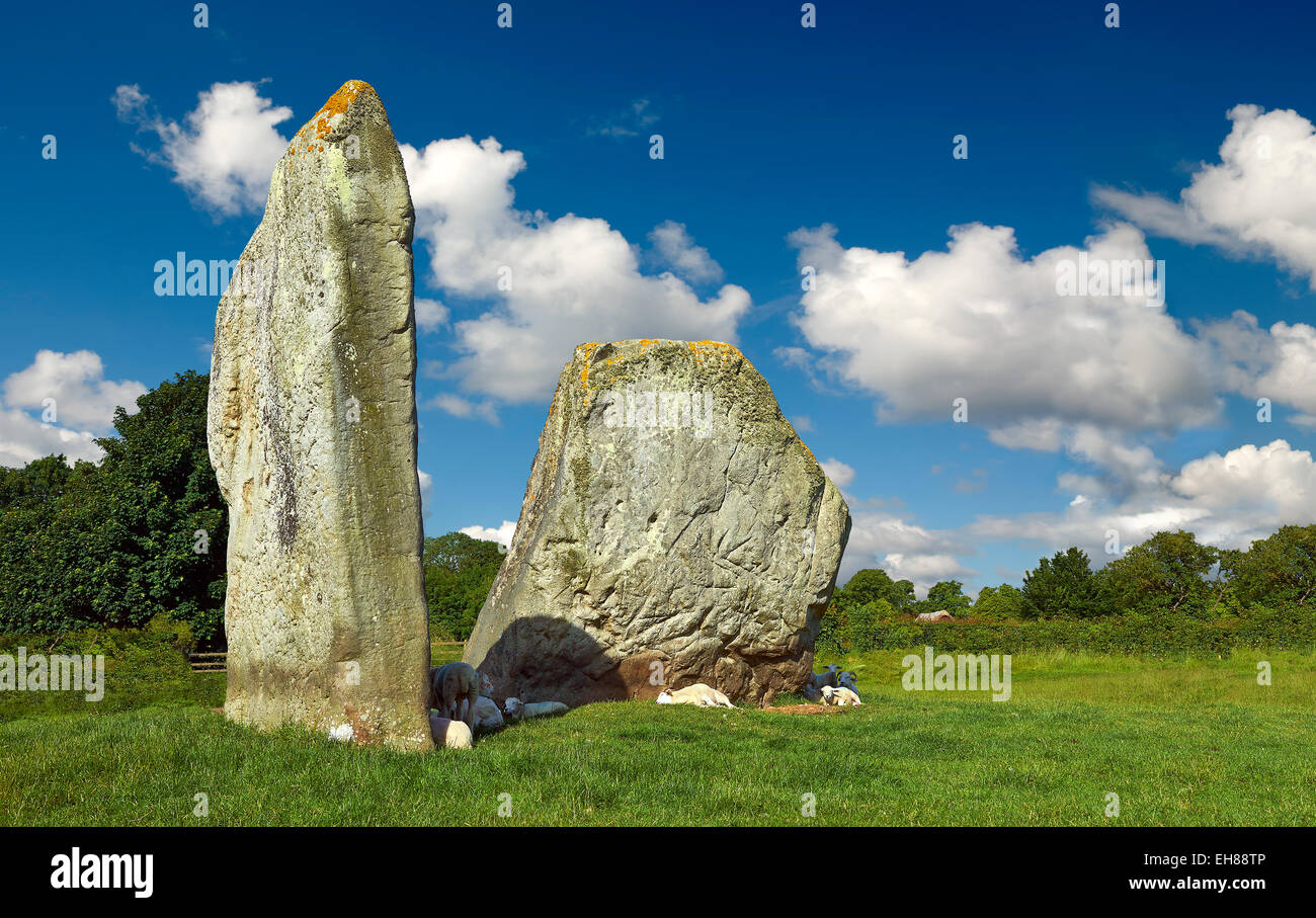 Avebury Stone Circle permanent néolithique, UNESCO World Heritage site, Wiltshire, Angleterre, Royaume-Uni Banque D'Images