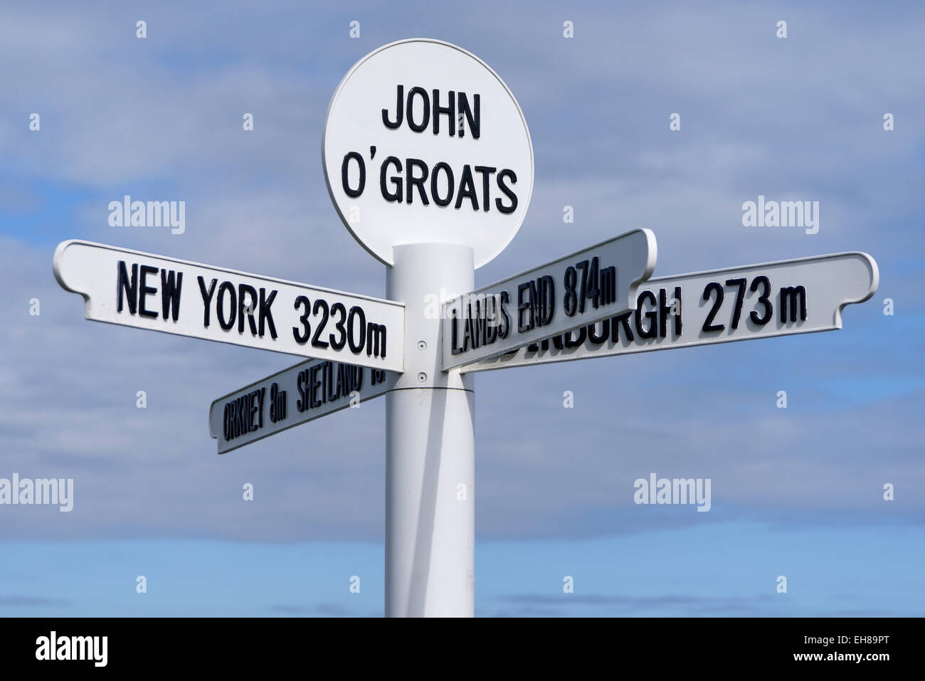 Panneau directionnel Multi, John O'Groats, Caithness, région des Highlands, Ecosse, Royaume-Uni, Europe Banque D'Images