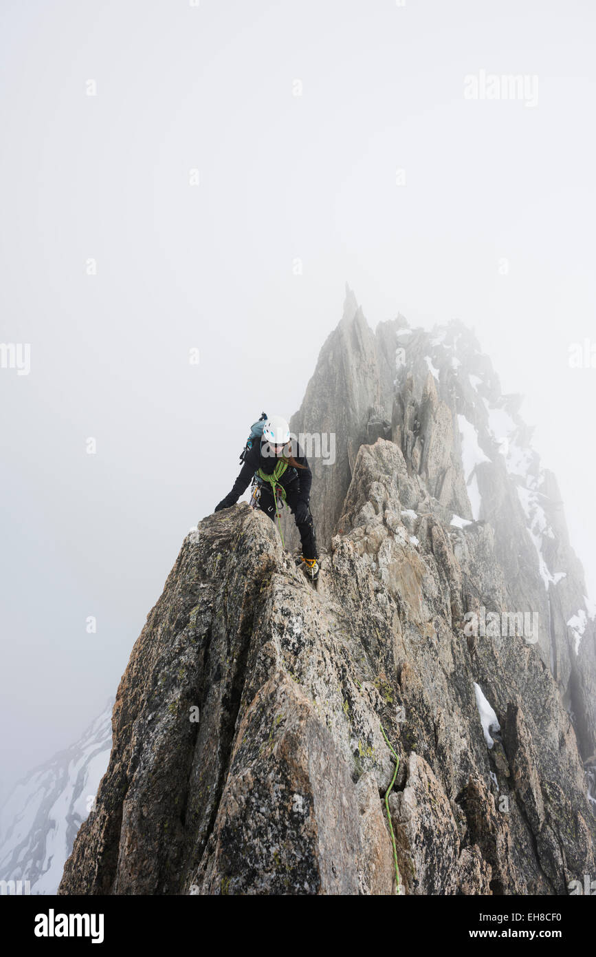 Europe, France, Haute Savoie, Rhone Alpes, Chamonix, l'Aiguille de Entreves Banque D'Images