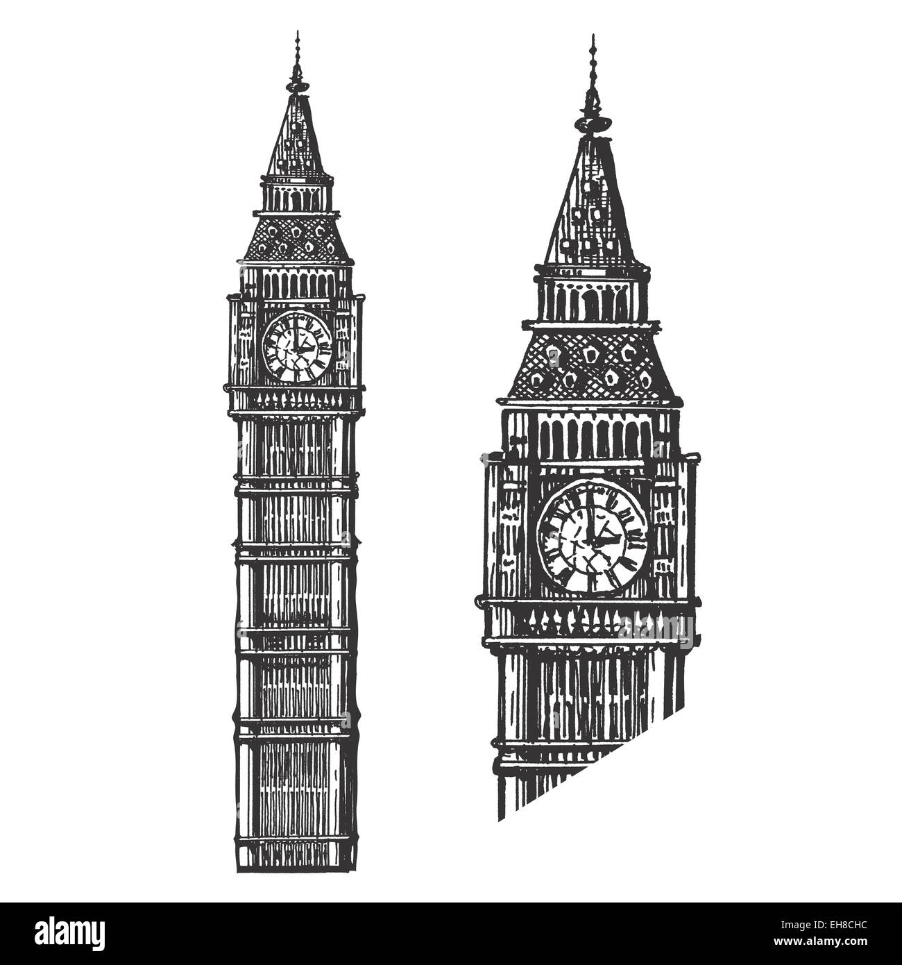 Big Ben logo vector modèle. L'Angleterre ou l'icône de Londres. Banque D'Images