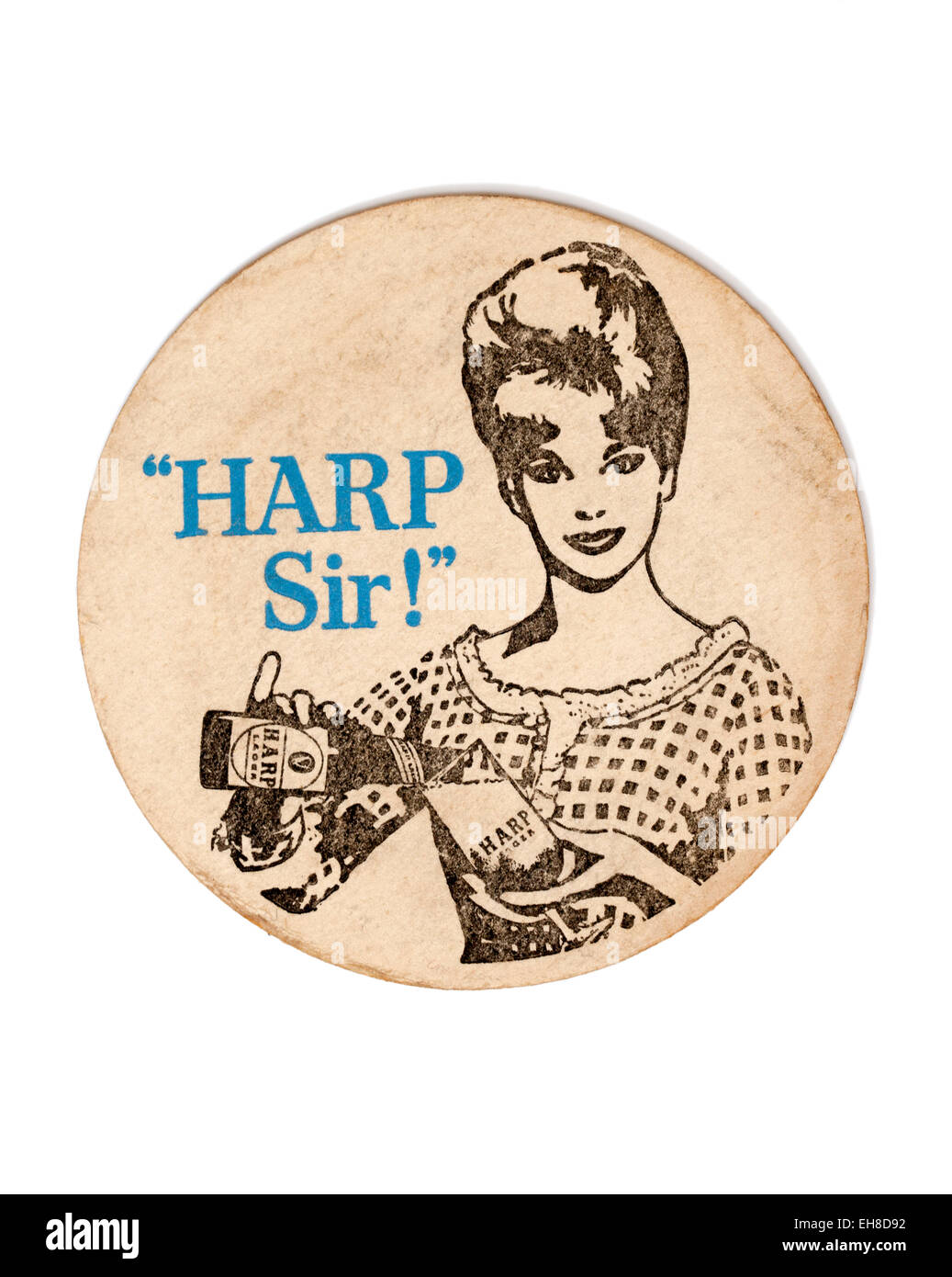 Vintage Beermat Harp Lager Publicité Banque D'Images