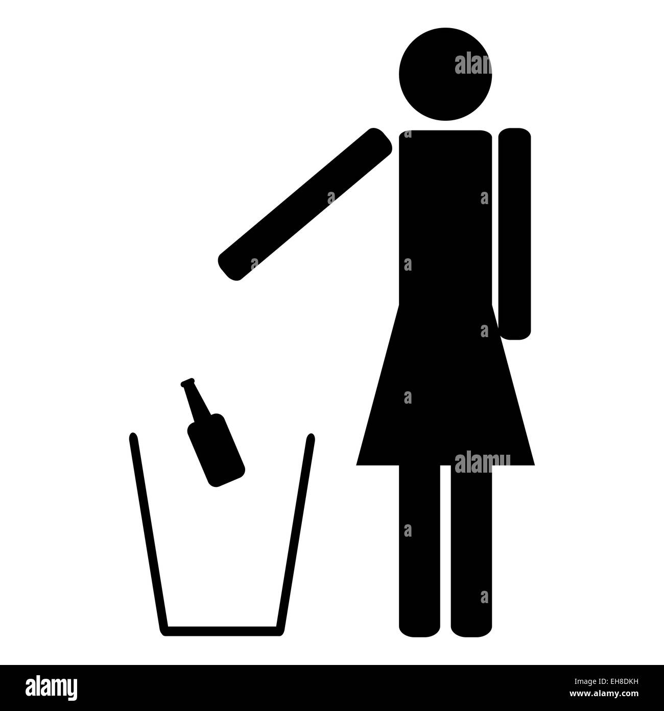 Femme jette une bouteille d'alcool de bière Banque D'Images Femme jette une bouteille d'alcool de bière Banque D'Images