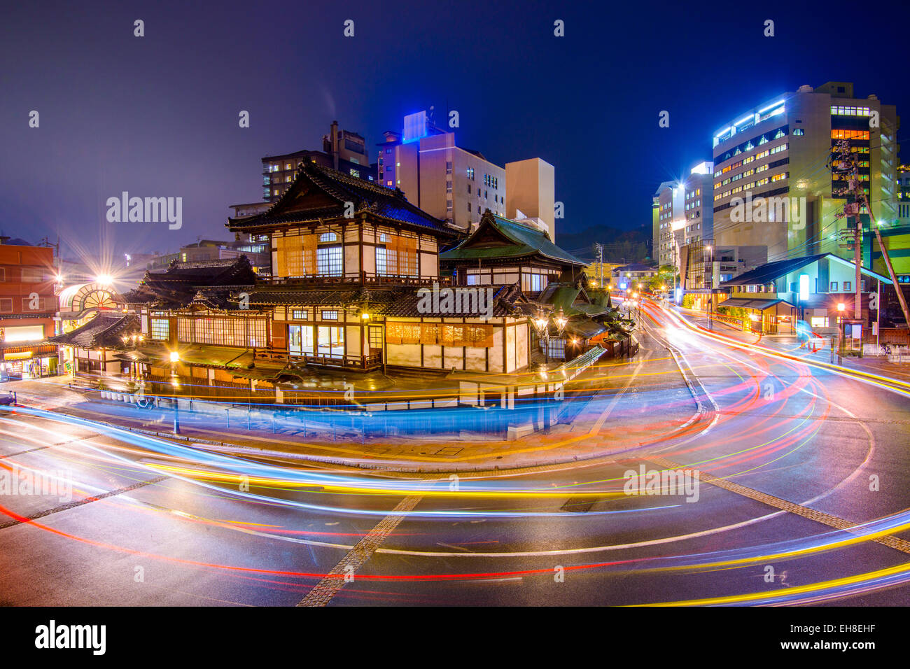 Matsuyama, Japon centre-ville à Dogo Onsen bath house. Banque D'Images