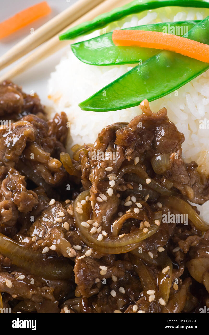 Yakiniku boeuf japonais avec du riz. Banque D'Images