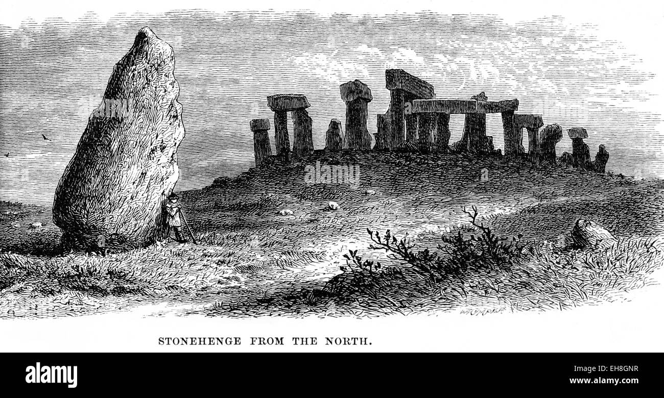 Une gravure de Stonehenge du Nord numérisée à haute résolution à partir d'un livre imprimé en 1880. Je pensais libre de droits d'auteur. Banque D'Images