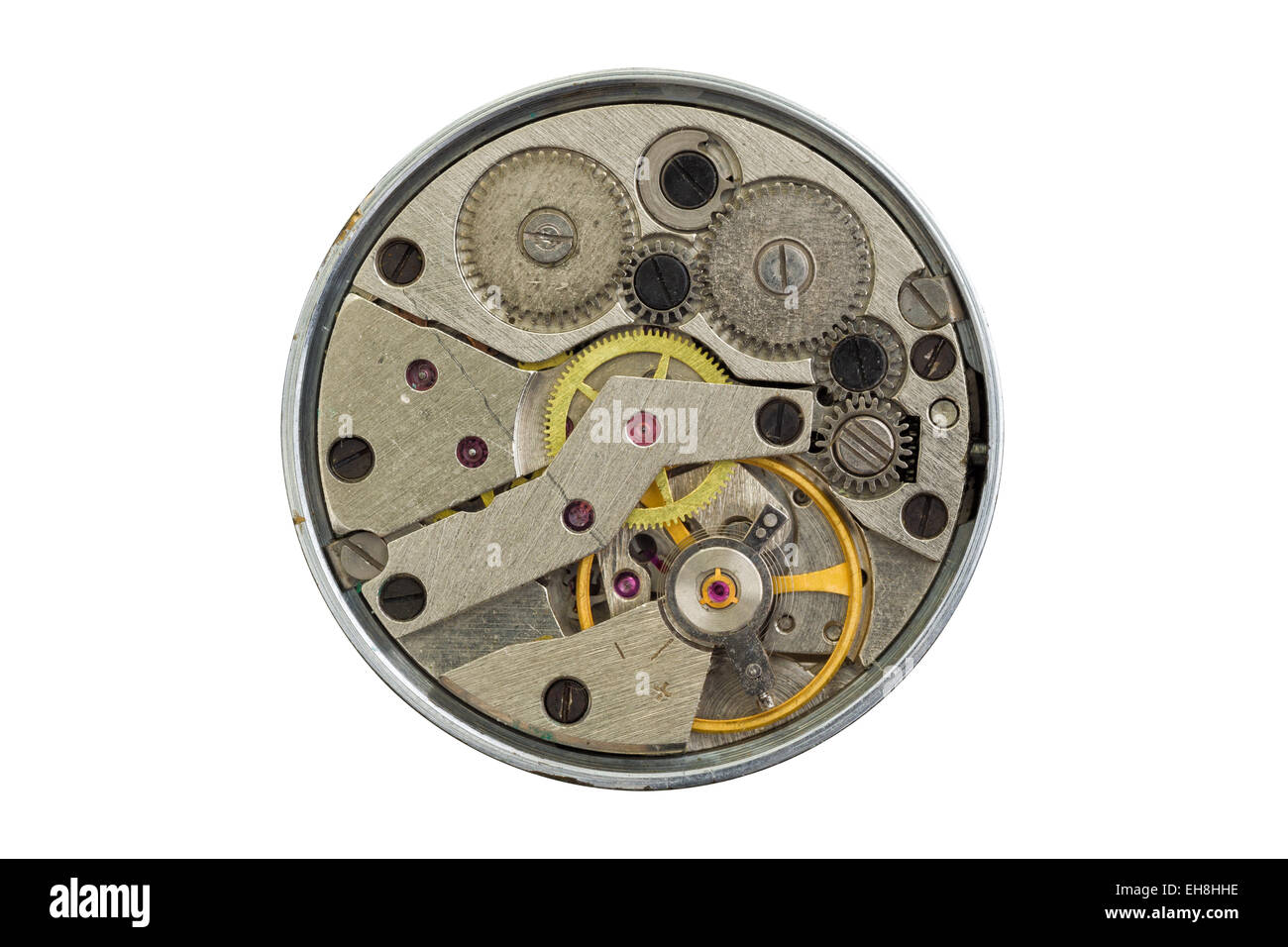 Une horloge ancienne isolé sur fond blanc Banque D'Images