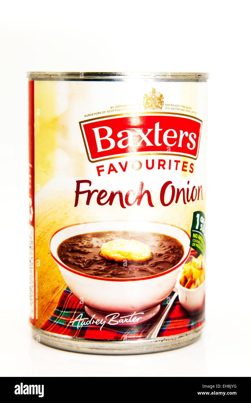 Soupe à l'oignon française tin les conserves d'aliments en conserve peut Baxters découpe produit logo fond blanc copie espace isolé Banque D'Images
