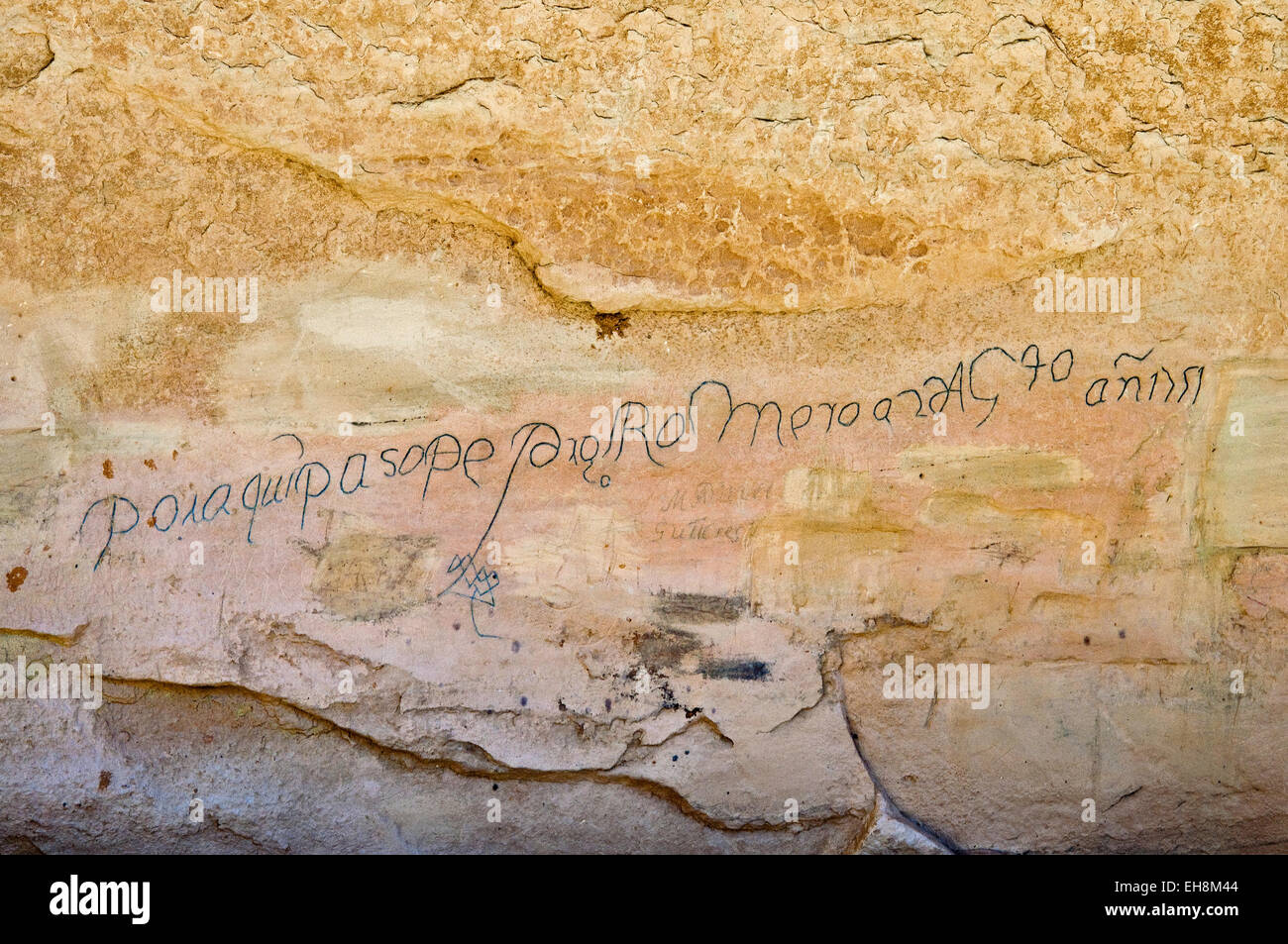 Pedro Romero inscription (1751), Inscription Trail, El Morro National Monument, New Mexico, USA Banque D'Images