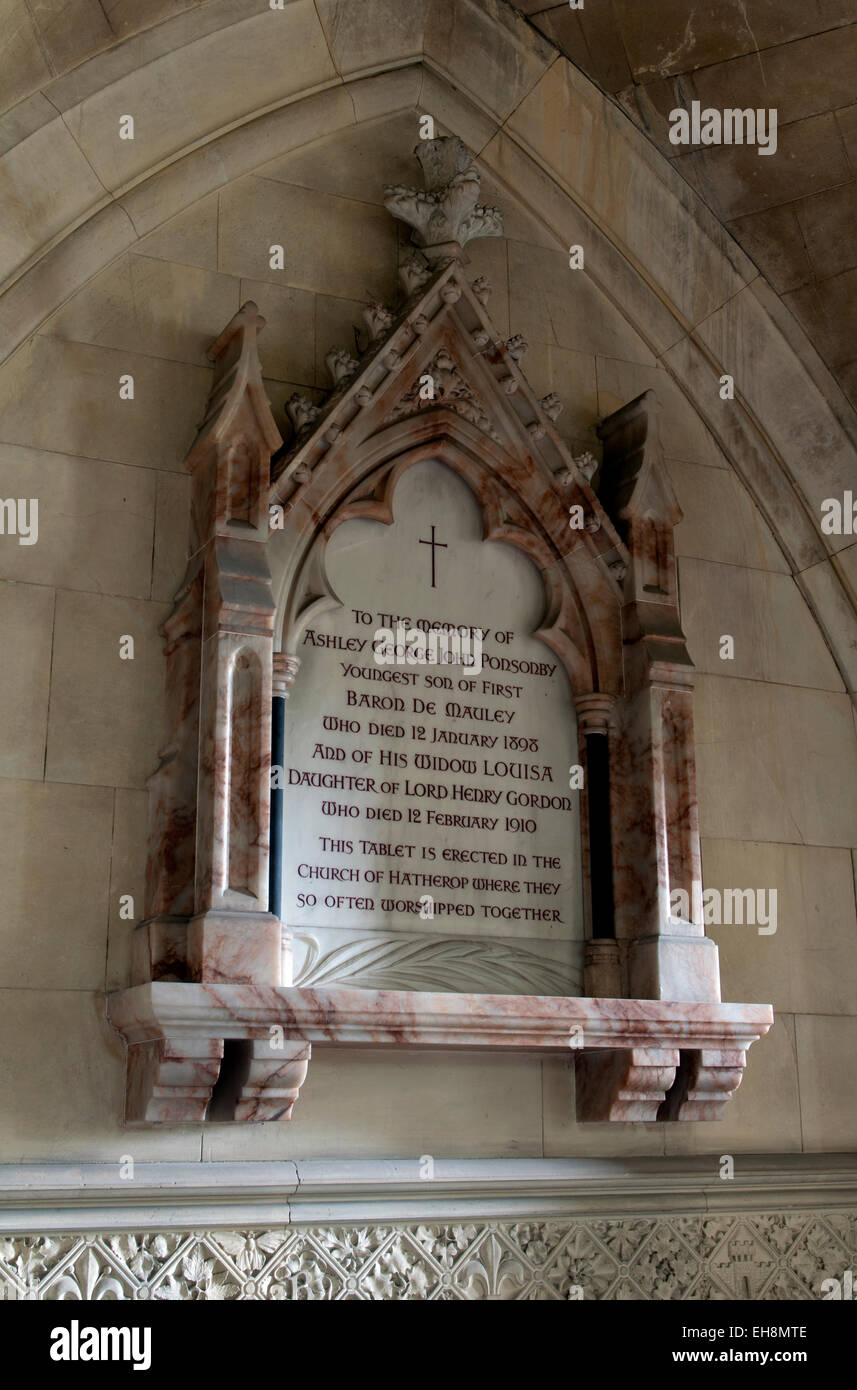 Ashley Ponsonby Memorial, St.-Nikolai-kirche, Hatherop, Gloucestershire, England, UK Banque D'Images